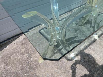 Charles Hollis Jones Fabulous Double Pedestal Lucite Tusk Table Desk by Charles Hollis Jones