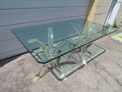 Charles Hollis Jones Fabulous Double Pedestal Lucite Tusk Table Desk by Charles Hollis Jones