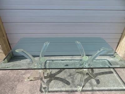 Charles Hollis Jones Fabulous Double Pedestal Lucite Tusk Table Desk by Charles Hollis Jones