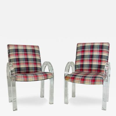 Charles Hollis Jones His Hers Lucite Armchairs by Charles Hollis Jones Signed Dated 1972