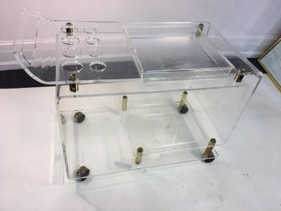 Charles Hollis Jones LUCITE AND BRASS BAR CART IN THE MANNER OF CHARLES HOLLIS JONES