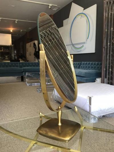 Charles Hollis Jones Large Brass Vanity Mirror by Charles Hollis Jones