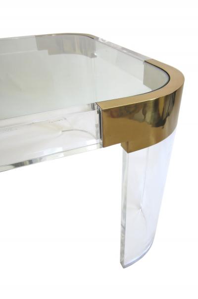 Charles Hollis Jones Large Charles Hollis Jones Waterfall Coffee Table in Brass Lucite