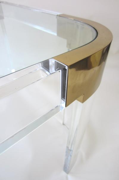 Charles Hollis Jones Large Charles Hollis Jones Waterfall Coffee Table in Brass Lucite