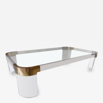 Charles Hollis Jones Large Charles Hollis Jones Waterfall Coffee Table in Brass Lucite