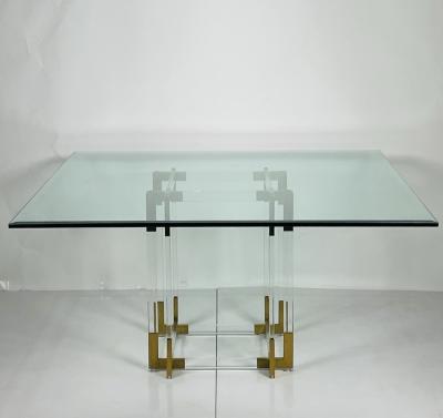 Charles Hollis Jones Lucite Brass Dining Table by Charles Hollis Jones USA 1960s