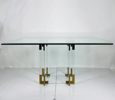 Charles Hollis Jones Lucite Brass Dining Table by Charles Hollis Jones USA 1960s