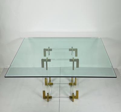 Charles Hollis Jones Lucite Brass Dining Table by Charles Hollis Jones USA 1960s