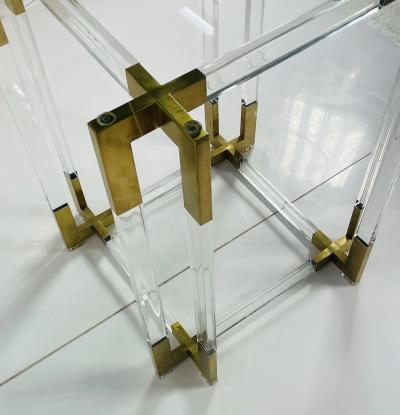 Charles Hollis Jones Lucite Brass Dining Table by Charles Hollis Jones USA 1960s