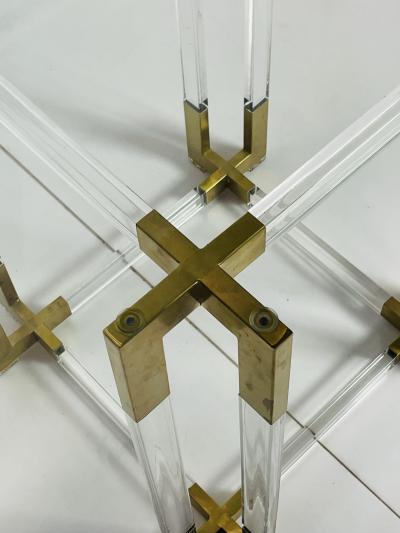 Charles Hollis Jones Lucite Brass Dining Table by Charles Hollis Jones USA 1960s
