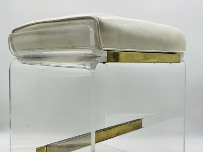 Charles Hollis Jones Lucite Brass Vanity Bench by Charles Hollis Jones USA 1960s