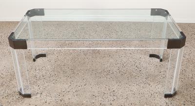 Charles Hollis Jones Lucite Glass and Brass Dining Table by Charles Hollis Jones USA 1970s