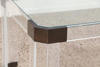 Charles Hollis Jones Lucite Glass and Brass Dining Table by Charles Hollis Jones USA 1970s