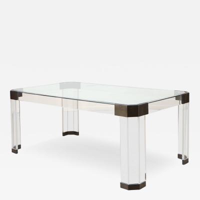 Charles Hollis Jones Lucite Glass and Brass Dining Table by Charles Hollis Jones USA 1970s