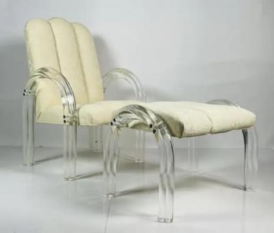 Charles Hollis Jones Lucite Lounge Chair Ottoman by Charles Hollis Jones Waterfall Collection