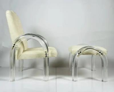 Charles Hollis Jones Lucite Lounge Chair Ottoman by Charles Hollis Jones Waterfall Collection