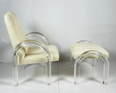 Charles Hollis Jones Lucite Lounge Chair Ottoman by Charles Hollis Jones Waterfall Collection