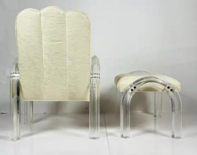 Charles Hollis Jones Lucite Lounge Chair Ottoman by Charles Hollis Jones Waterfall Collection