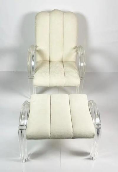 Charles Hollis Jones Lucite Lounge Chair Ottoman by Charles Hollis Jones Waterfall Collection