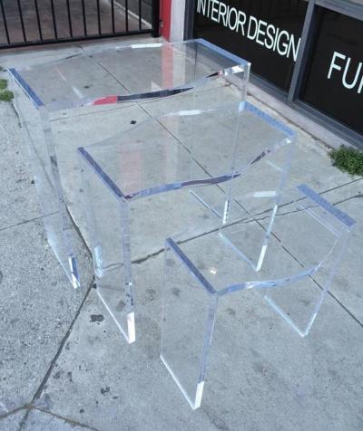Charles Hollis Jones Lucite Nesting Tables by Charles Hollis Jones from the Routed Line 
