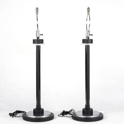 Charles Hollis Jones Lucite and Black Enamel Table Lamps by Charles Hollis Jones circa 1960s