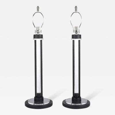 Charles Hollis Jones Lucite and Black Enamel Table Lamps by Charles Hollis Jones circa 1960s