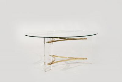 Charles Hollis Jones Lucite and Brass Coffee Table by Charles Hollis Jones C 1970s