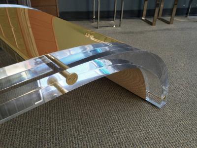 Charles Hollis Jones Lucite and Brass Coffee Table by Charles Hollis Jones Signed and Dated