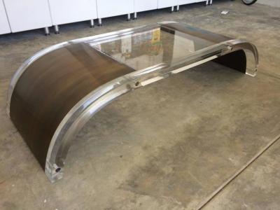 Charles Hollis Jones Lucite and Brass Coffee Table by Charles Hollis Jones Signed and Dated