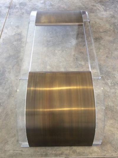 Charles Hollis Jones Lucite and Brass Coffee Table by Charles Hollis Jones Signed and Dated