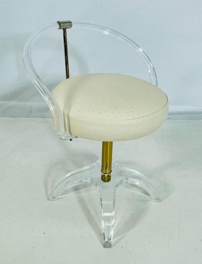 Charles Hollis Jones Lucite and Brass Vanity Swivel Chair by Charles Hollis Jones USA 1960s