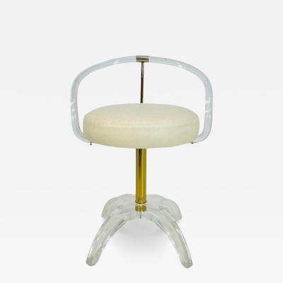 Charles Hollis Jones Lucite and Brass Vanity Swivel Chair by Charles Hollis Jones USA 1960s