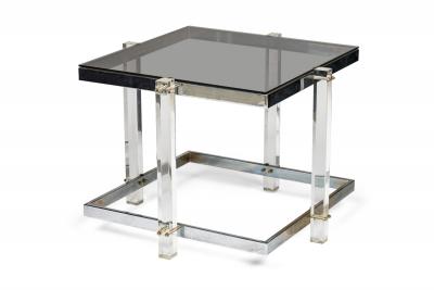 Charles Hollis Jones Lucite and Chrome Coffee Table Style of Charles Hollis Jones
