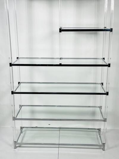 Charles Hollis Jones Lucite and Nickel Etagere by Charles Hollis Jones from the Metric Collection