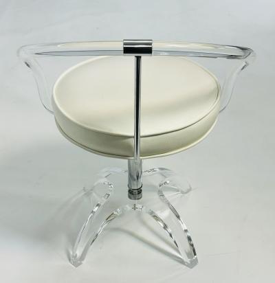 Charles Hollis Jones Lucite and Nickel Vanity Swivel Chair by Charles Hollis Jones Signed and Dated