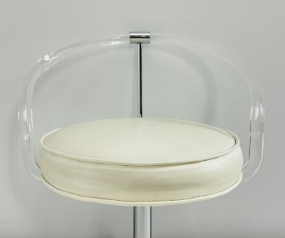 Charles Hollis Jones Lucite and Nickel Vanity Swivel Chair by Charles Hollis Jones Signed and Dated