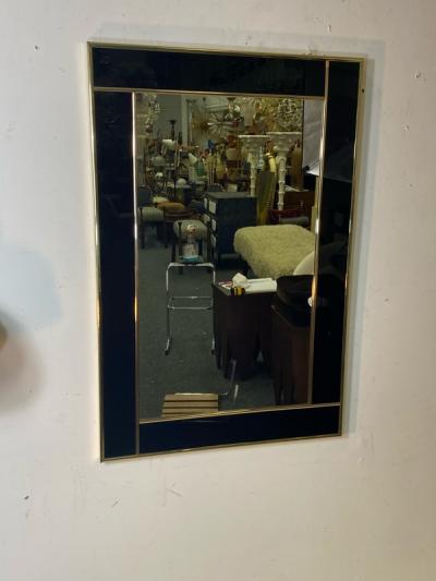 Charles Hollis Jones MODERN BLACK LUCITE AND GOLD METAL FRAMED MIRROR