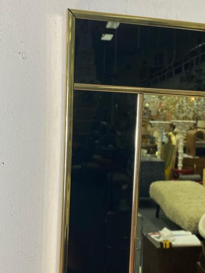 Charles Hollis Jones MODERN BLACK LUCITE AND GOLD METAL FRAMED MIRROR