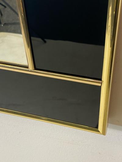 Charles Hollis Jones MODERN BLACK LUCITE AND GOLD METAL FRAMED MIRROR