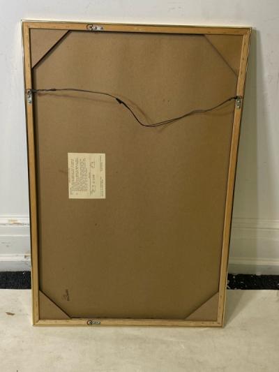Charles Hollis Jones MODERN BLACK LUCITE AND GOLD METAL FRAMED MIRROR