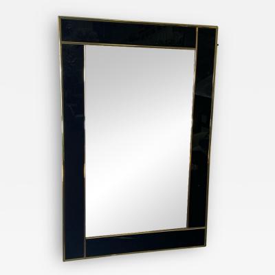 Charles Hollis Jones MODERN BLACK LUCITE AND GOLD METAL FRAMED MIRROR