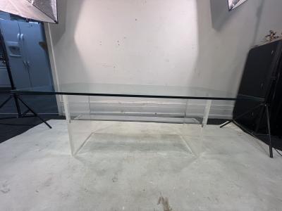 Charles Hollis Jones MODERN LUCITE AND ALUMINUMIN INTERSECTING BAR COFFEE TABLE