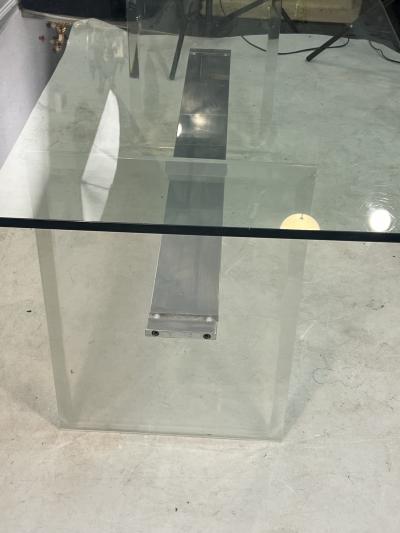Charles Hollis Jones MODERN LUCITE AND ALUMINUMIN INTERSECTING BAR COFFEE TABLE