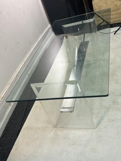 Charles Hollis Jones MODERN LUCITE AND ALUMINUMIN INTERSECTING BAR COFFEE TABLE