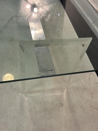 Charles Hollis Jones MODERN LUCITE AND ALUMINUMIN INTERSECTING BAR COFFEE TABLE