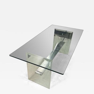 Charles Hollis Jones MODERN LUCITE AND ALUMINUMIN INTERSECTING BAR COFFEE TABLE