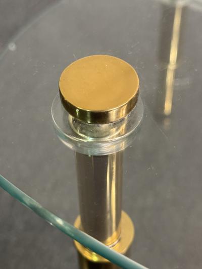 Charles Hollis Jones MODERN LUCITE AND BRASS DOUBLE TIER ROUND GLASS TABLE