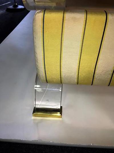 Charles Hollis Jones Magnificent Charles Hollis Jones Lucite and Brass Upholstered Bed