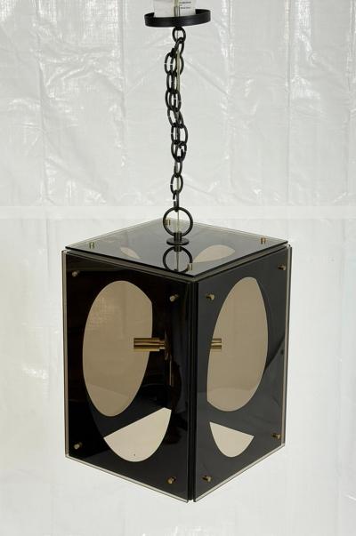 Charles Hollis Jones Marian Jamieson Hollis Lucite Bronze Pendant Light Charles Hollis Jones