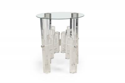 Charles Hollis Jones Mid Century American Lucite and Polished Nickel Dining Tabl